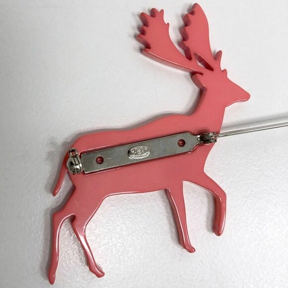 CHANEL CC Logos Pink Reindeer Brooch Silver Tone Pin 01A Auth #0327 - Picture 4 of 8